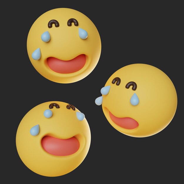 emoticono de cara en 3D para reír y llorar