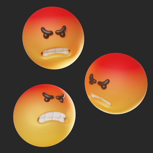 emoticono de cara enojada gráfico en 3D