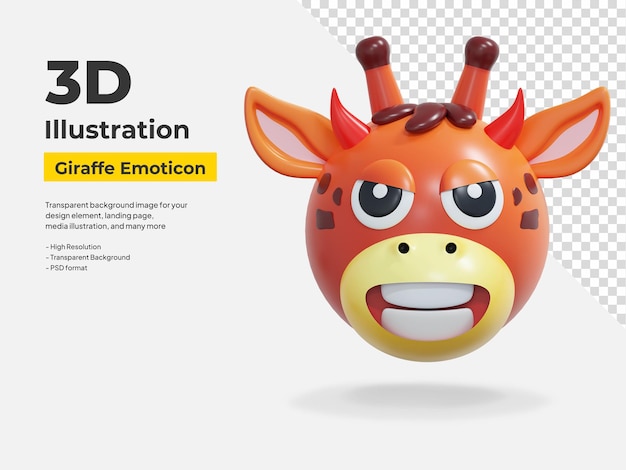 emoticono del diablo pegatina de expresión de jirafa ilustración en 3D