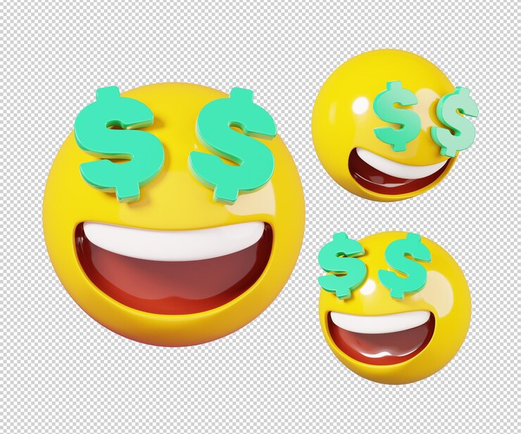 Emoticono rico aislado Icono de Emoji y caras de emoticonos concepto 3D Render Ilustración