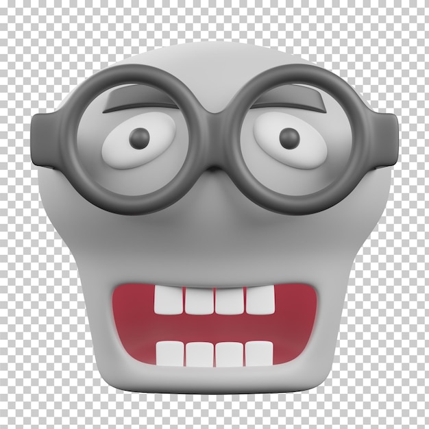 Emoticonos de emoji de calavera divertida en 3D caras con expresiones faciales