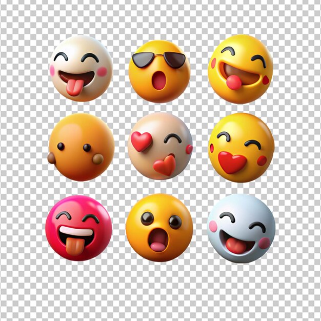 PSD emoticons 3d incríveis em fundo transparente