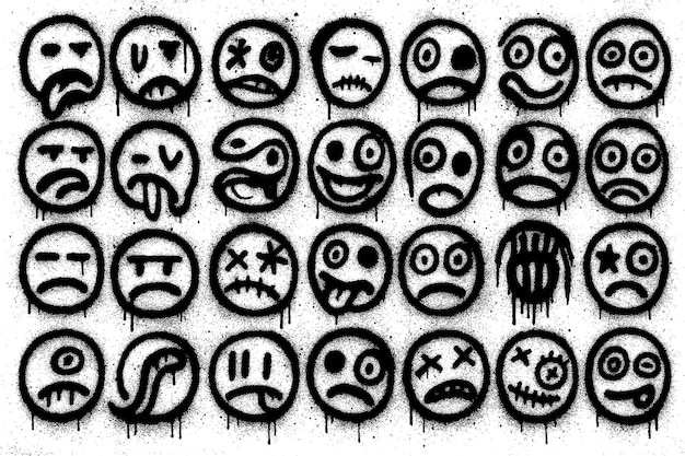 Des emoticons peints à la pulvérisation