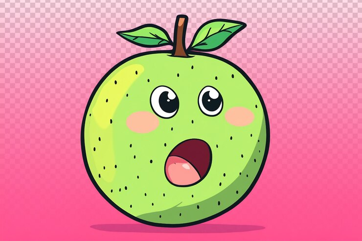 PSD emoto colorato di guava su sfondo rosa