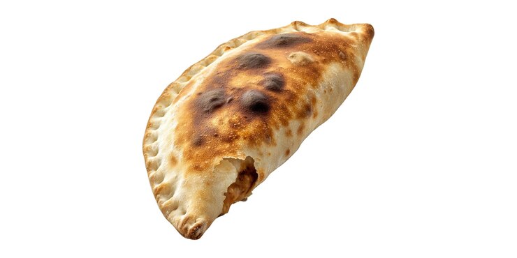 PSD empanada assada com crosta castanha-dourada isolada em fundo transparente