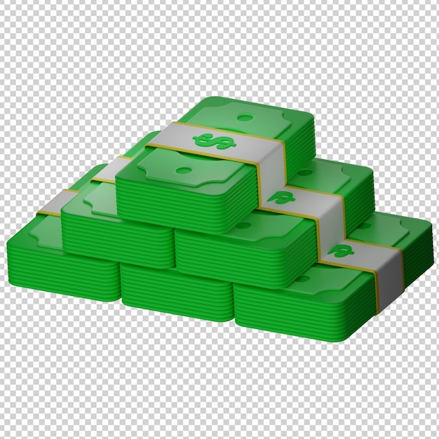 Empilhe a ilustração 3d do dinheiro do dólar da cédula