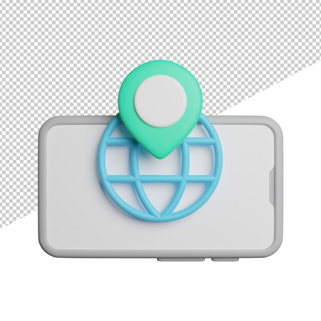 PSD emplacement adresse ip un globe sur l'écran d'un téléphone avec une épingle dessus