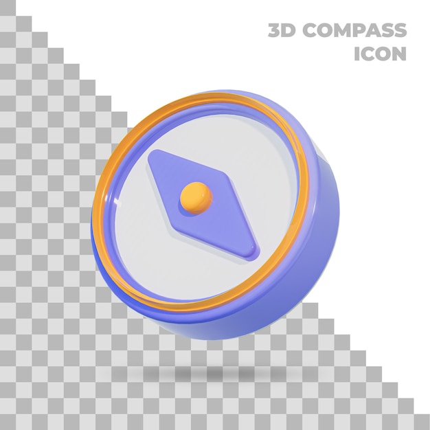 Emplacement Direction Carte Navigation Boussole Signe Sur Fond Blanc Look De Dessin Animé Minimal Rendu 3d