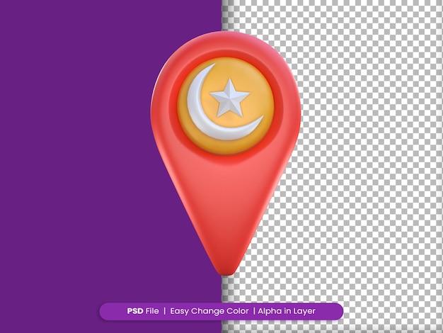 PSD emplacement de l'icône du ramadan rendu 3d