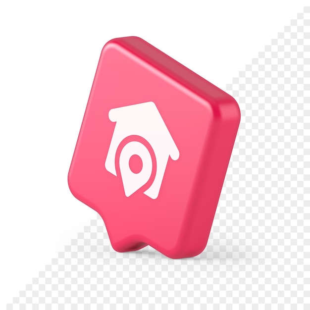 Emplacement de la maison GPS itinéraire bouton distance navigation carte broche pointeur adresse direction 3d bulle icône