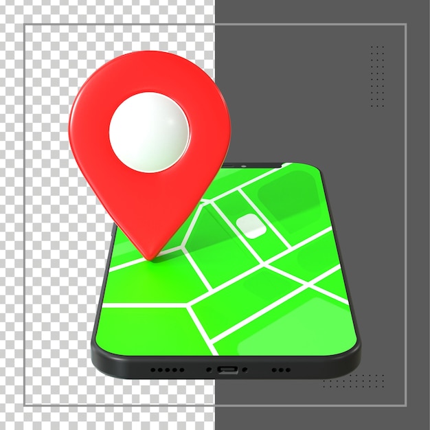 Emplacement De Rendu 3d Avec Traqueur Gps De Carte Mobile