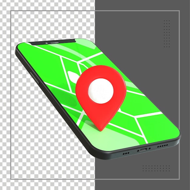 Emplacement De Rendu 3d Avec Traqueur Gps De Carte Mobile