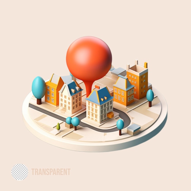 PSD emplacement de la ville 3d rendu minimal illustration isolé arrière-plan