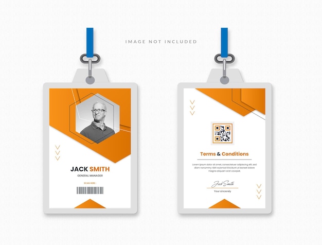 Empleado profesional Diseño de tarjetas de identificación corporativas Plantilla de diseño de targetas de identificación de oficinas comerciales