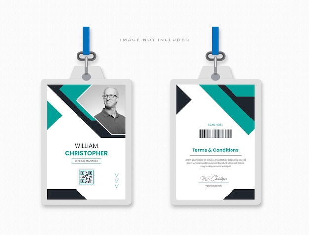 Empleado profesional Diseño de tarjetas de identificación corporativas Plantilla de diseño de targetas de identificación de oficinas comerciales