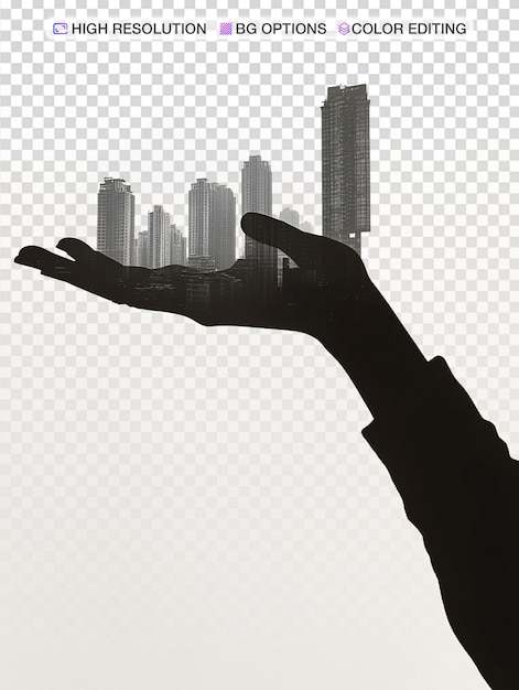El empoderamiento del equilibrio de las mujeres de la mano de las cunas silueta del horizonte de la ciudad