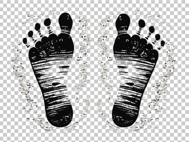 PSD empreintes de pieds de bébé silhouette dessin imprimé isolé sur fond blanc