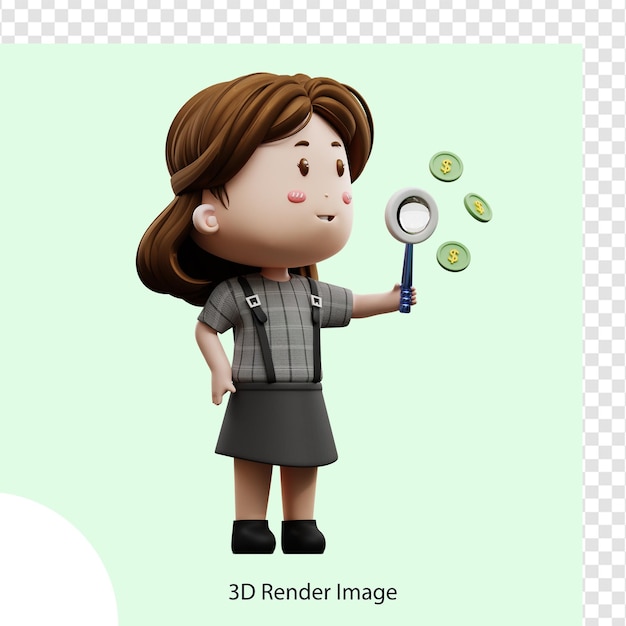 PSD empresaria de personaje de dibujos animados de ilustración 3d