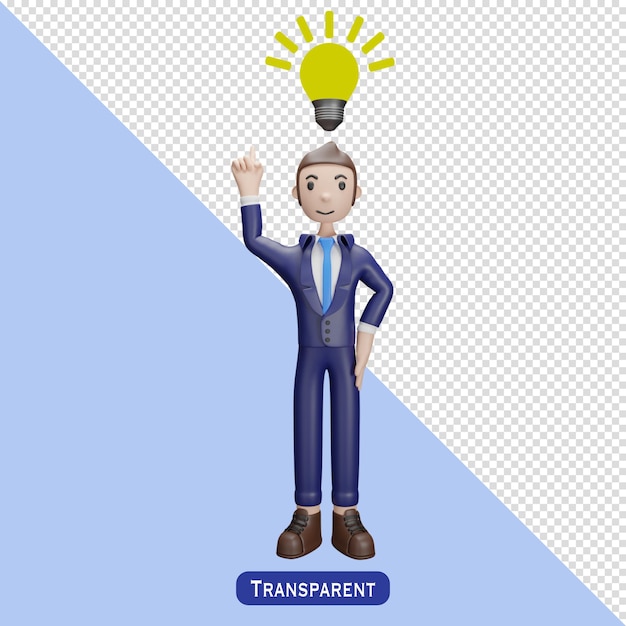 Empresário com nova ideia em estilo 3D