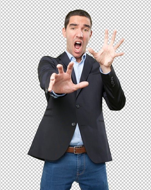 Empresario joven asustado