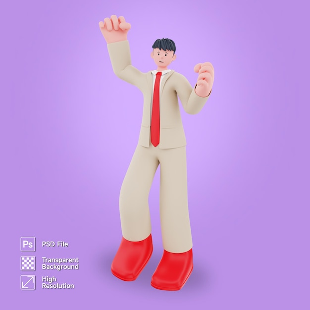 PSD empresario de personajes 3d de pie y animando