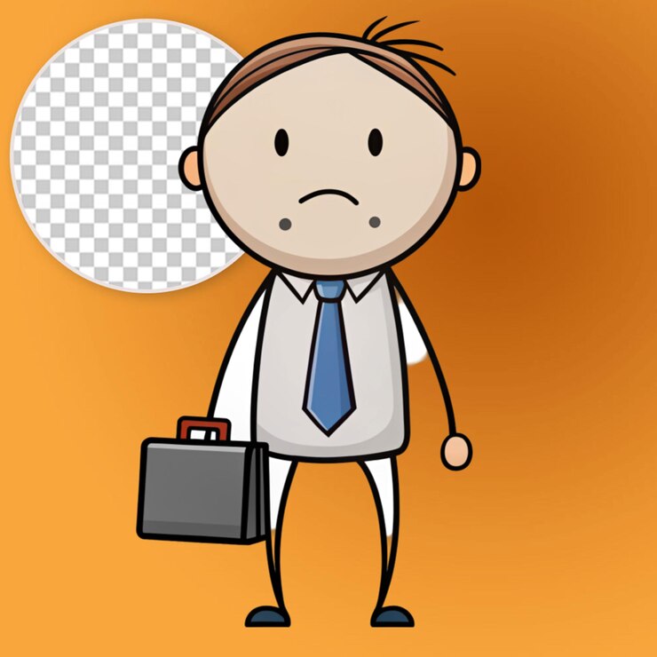 PSD empresário sentindo-se triste vetor desenho animado stick figura
