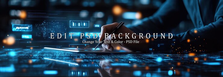 PSD empresario de tecnología digital que usa tableta