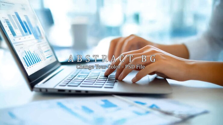 PSD empresario trabajando en una computadora portátil