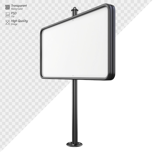 PSD empty billboard on a stand with a transparent background