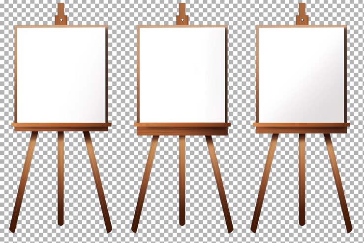 PSD empty easels in a bright studio ready for artistic creations