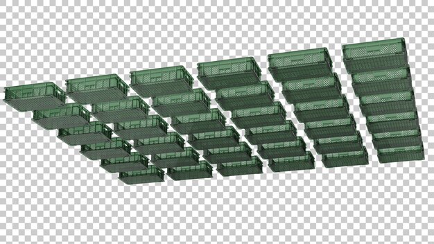 Empty plastic crate on transparent background 3d rendering illustration