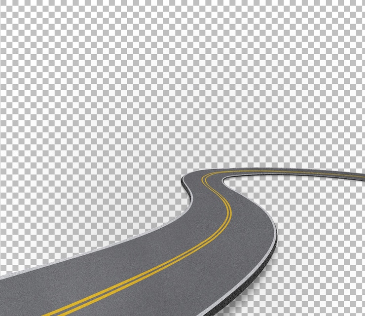 PSD empty road 3d render with lines realistic abstract 3d road isolated on png background 3d road psd