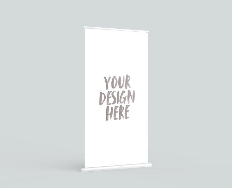 PSD empty rollup banner mockup for branding