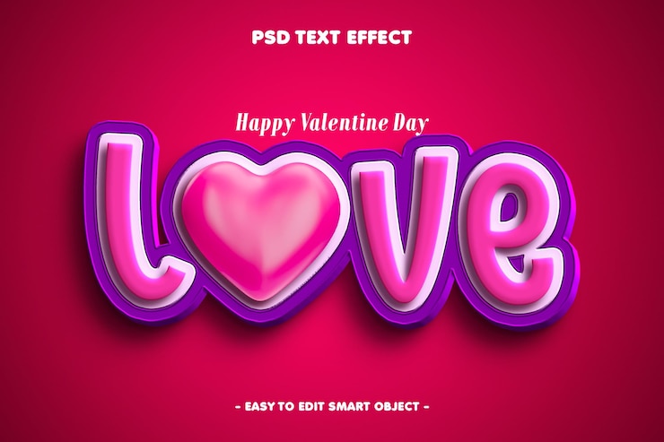 PSD a los enamorados les encanta el efecto de texto editable