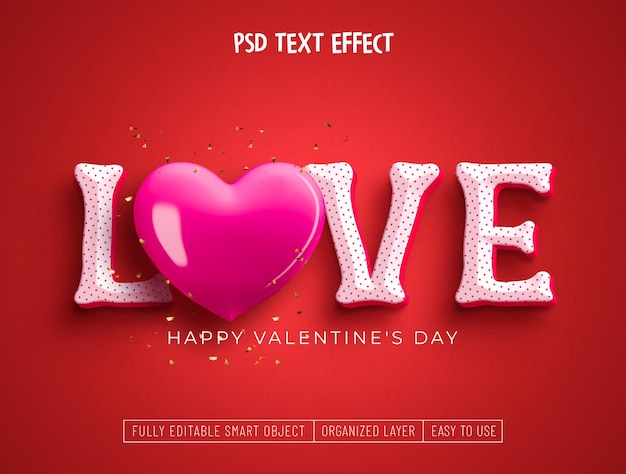 PSD a los enamorados les encanta el efecto de texto editable