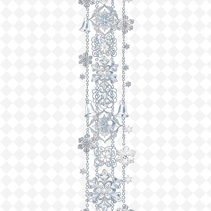 PSD encaje caprichoso adornado con delicados copos de nieve y plata png inspirado en el borde plano natural
