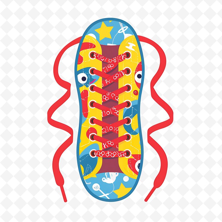 PSD encaje de zapatos lúdico con juguetes en miniatura y patrones lúdicos en png natural inspired flat borderline
