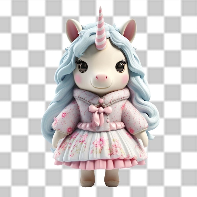 Encantador 3D Cute Baby Unicorn vestido para uma aventura de inverno png