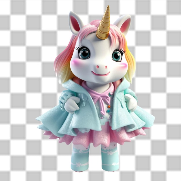 Encantador bebé unicornio en 3D vestido para una aventura de invierno