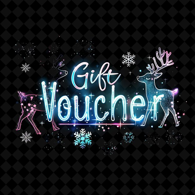 Encantador brillo de neón del texto del cupón de regalo con Neon Silve PNG Y2K Diseños decorativos de puestos de venta