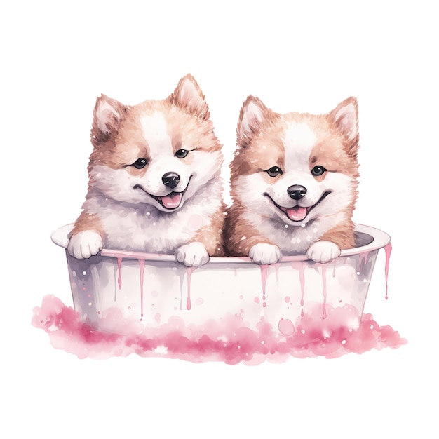 PSD encantador canine love valentine cute akita couple um dueto reconfortante para ocasiões especiais