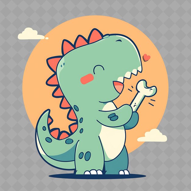 PSD encantador e kawaii anime dinosaur boy with dinosaur tail uma coleção de adesivos criativos de png