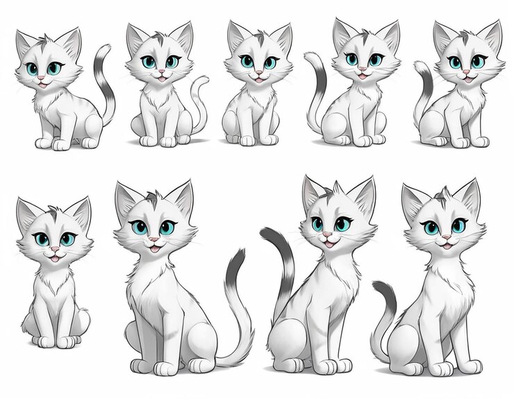 PSD un encantador gatito de dibujos animados