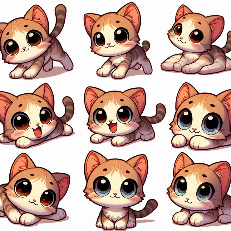 PSD un encantador gatito de dibujos animados