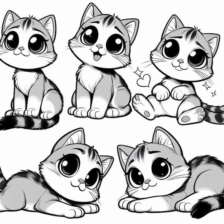 PSD un encantador gatito de dibujos animados