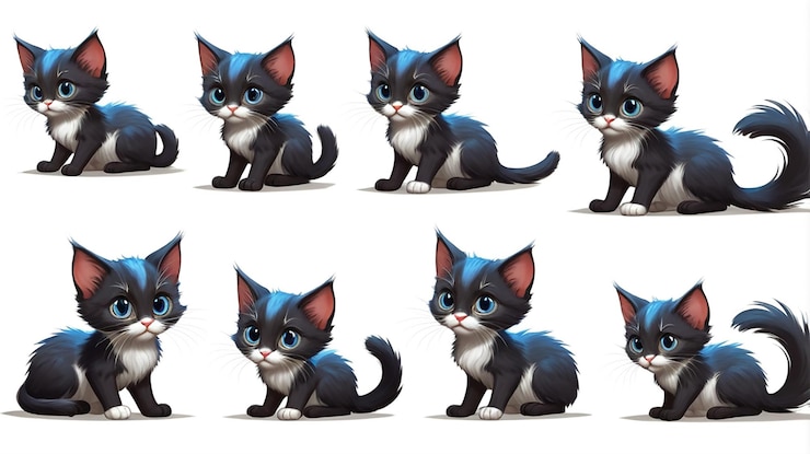 PSD un encantador gatito de dibujos animados