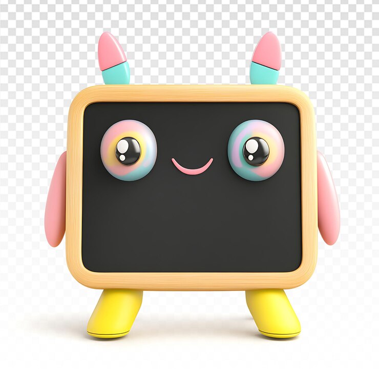 PSD encantador icono de pizarra en 3d con fondo blanco