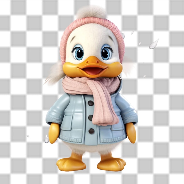 Encantador pato bebé en 3d vestido para una aventura de invierno png