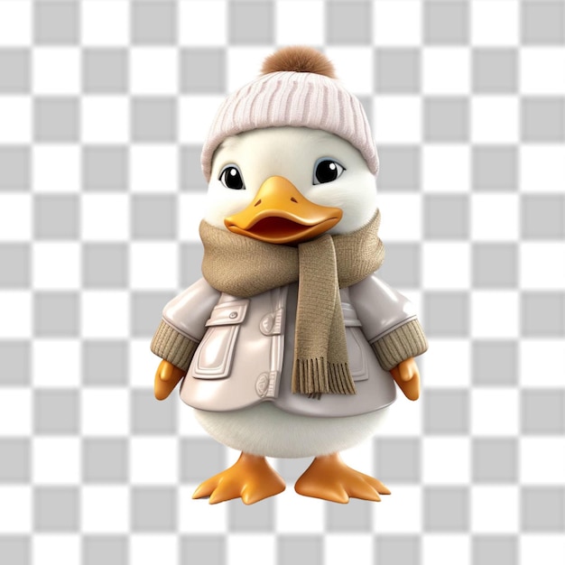 Encantador pato bebé en 3d vestido para una aventura de invierno png