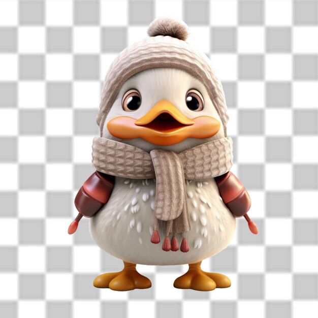 Encantador pato bebé en 3d vestido para una aventura de invierno png